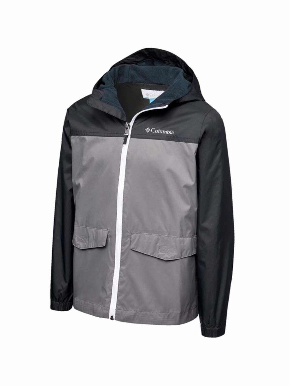 Columbia Boys Rain-Zilla II Fleece Lined Rain Jacket M 10/12 Black Grey
